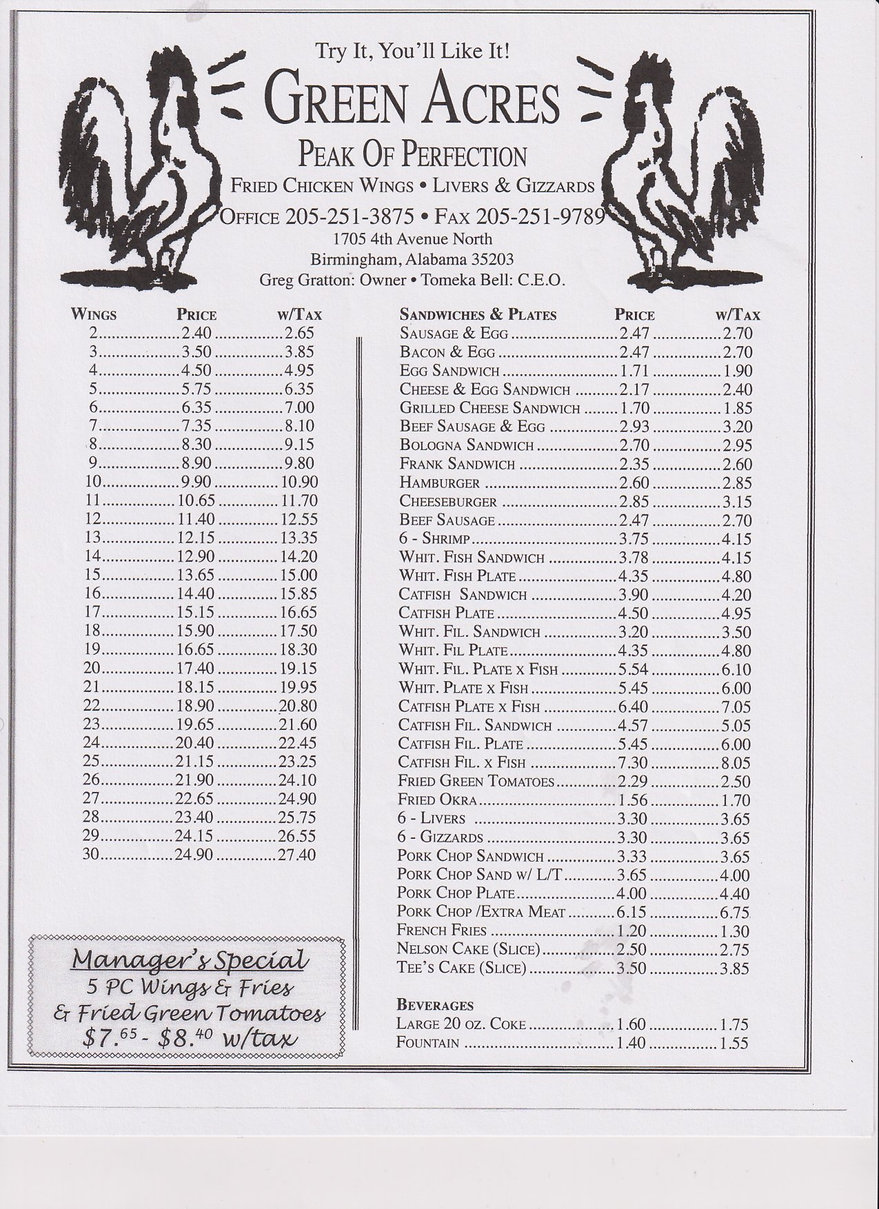 GREEN ACRES NOVEMBER 2019 NEW PRICES MEN